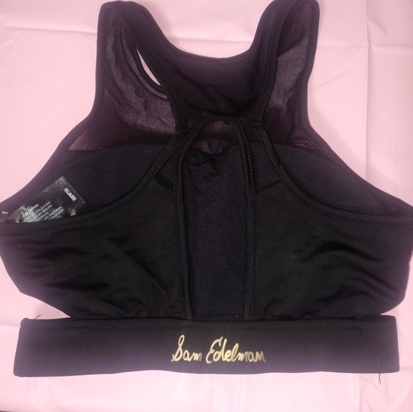 Sam Edelman Active Womens Black Check Me Out Sports Bra Mesh Cut Out Size Xs - Picture 4 of 11